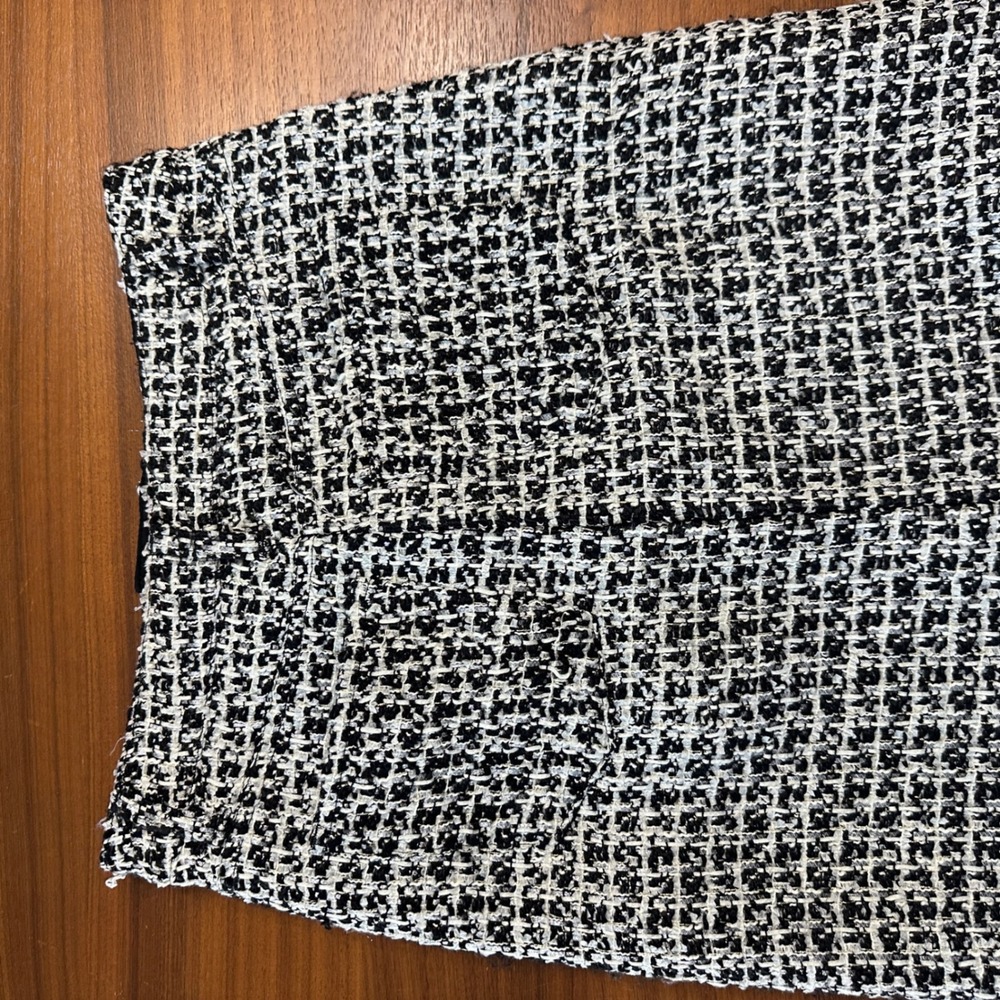 Alice + Olivia Rye Tweed Maxi Skirt 0 Black White High Slit Luxury Dark Academia - Picture 10 of 14
